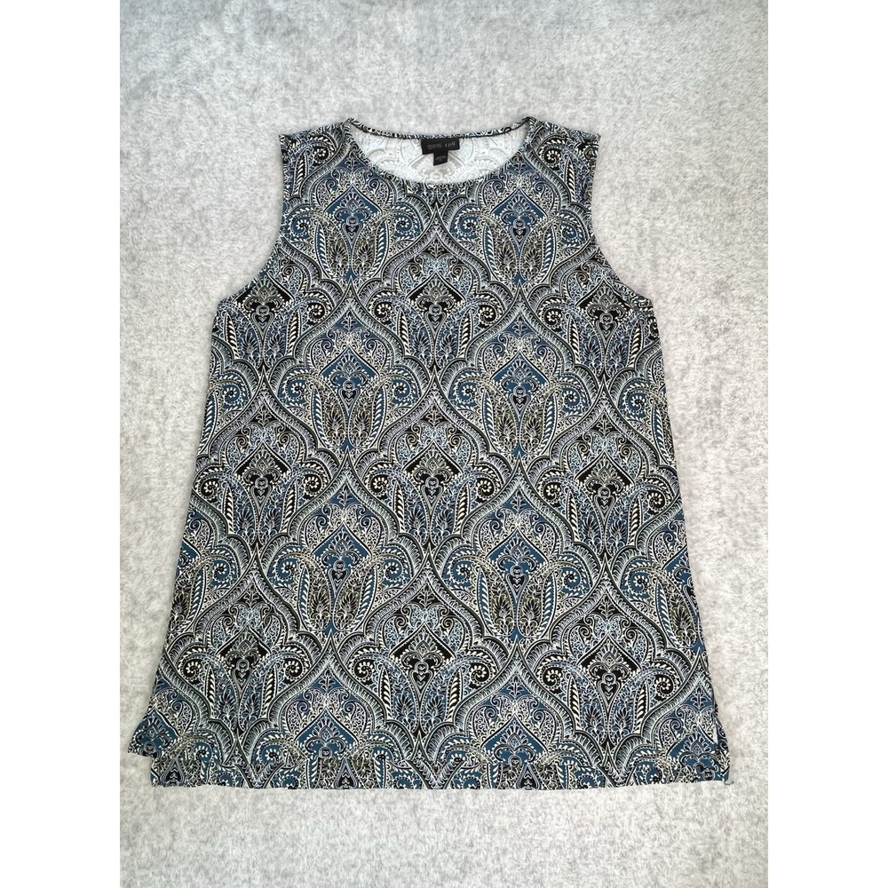 J.Jill Wearever Floral Sleeveless Tank Top Multicolor Blue Black Soft Medium